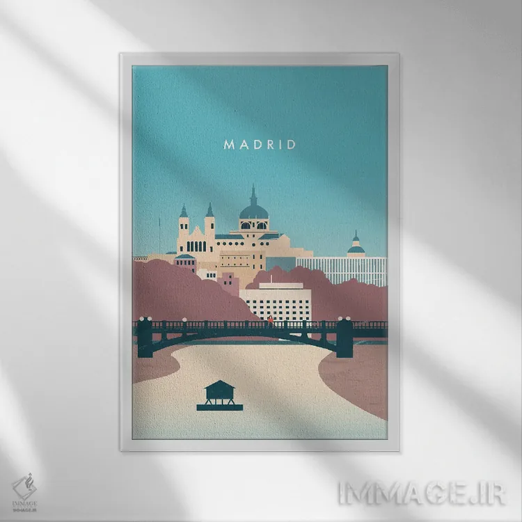 تابلو دکوراتیو مادرید اثر کاتینکا رینکه - نمای قابدار سفید