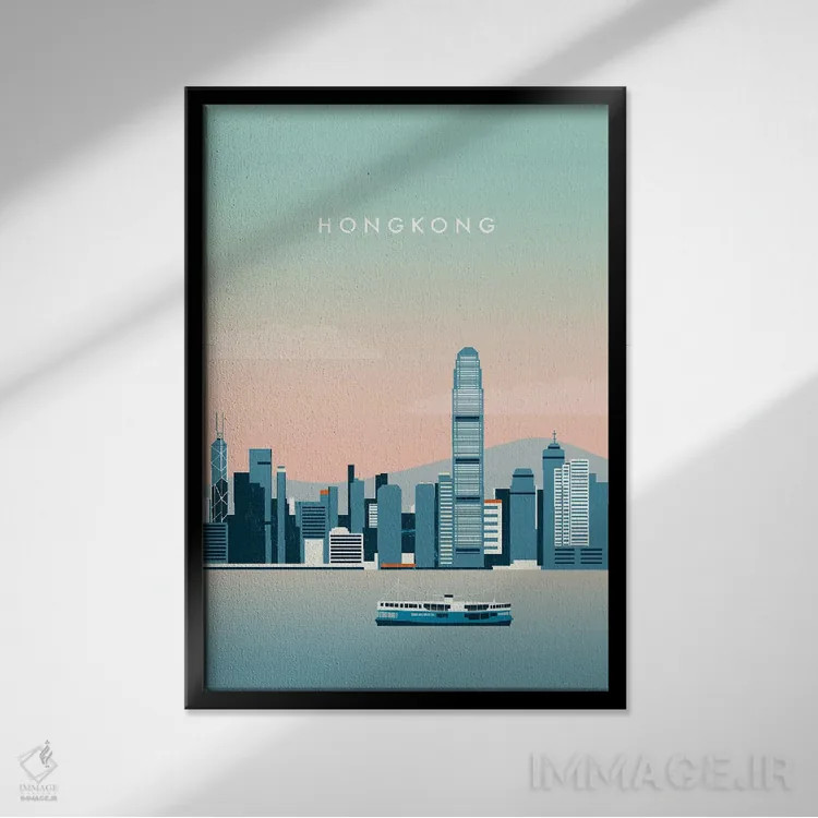 تابلو دکوراتیو هنگ کنگ اثر کاتینکا رینکه - نمای قابدار مشکی