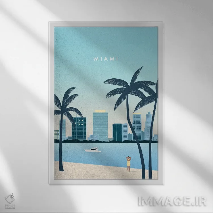 تابلو دکوراتیو میامی اثر کاتینکا رینکه - نمای قابدار سفید