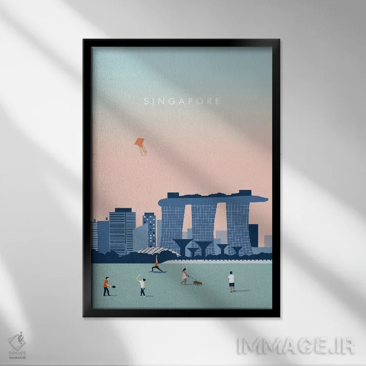 تابلو دکوراتیو سنگاپور اثر کاتینکا رینکه - نمای قابدار مشکی