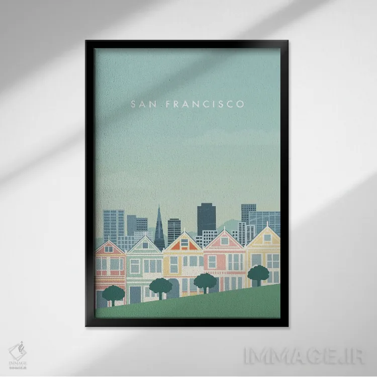 تابلو دکوراتیو سان فرانسیسکو اثر کاتینکا رینکه - نمای قابدار مشکی