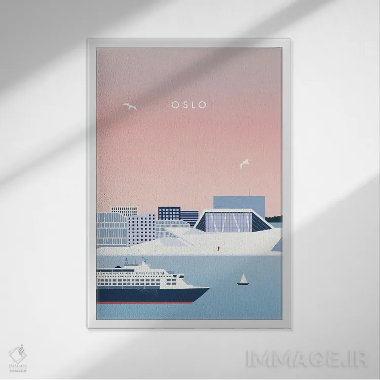 تابلو دکوراتیو اسلو اثر کاتینکا رینکه - نمای قابدار سفید