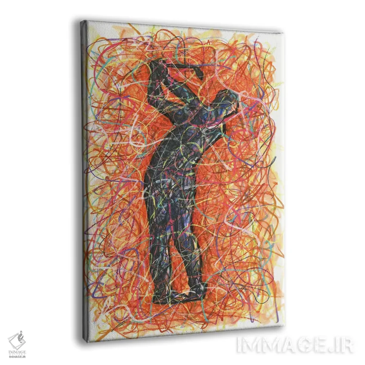 تابلو دکوراتیو چرخاندن چوب گلف اثر کیت سلام - نمای پرسپکتیو محصول