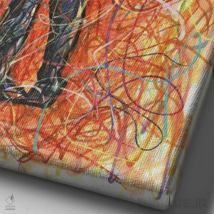 تابلو دکوراتیو چرخاندن چوب گلف اثر کیت سلام - نمای نزدیک بافت بوم