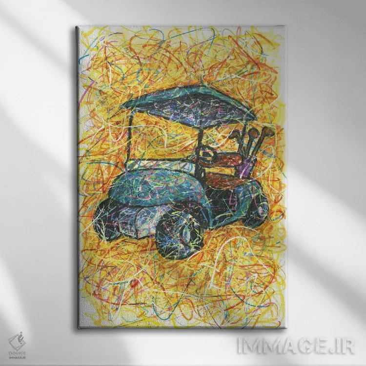 تابلو دکوراتیو ماشین گلف اثر کیت سلام - نمای روبهرو روی دیوار