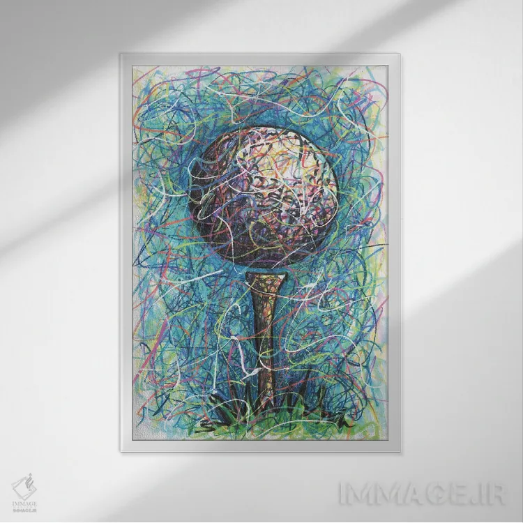 تابلو دکوراتیو تی گلف اثر کیت سلام - نمای قابدار سفید