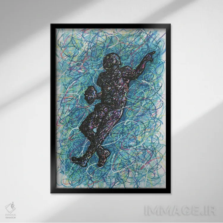 تابلو دکوراتیو کوارتر بک فوتبال آمریکایی اثر کیت سلام - نمای قابدار مشکی