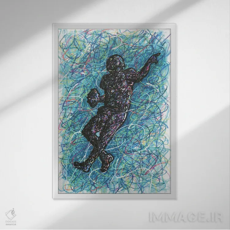 تابلو دکوراتیو کوارتر بک فوتبال آمریکایی اثر کیت سلام - نمای قابدار سفید