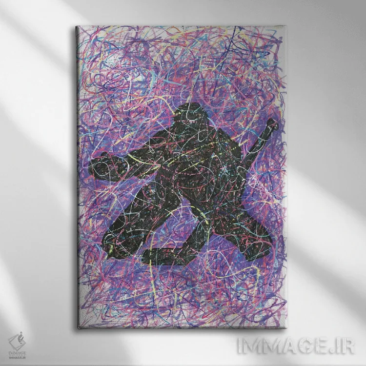 تابلو دکوراتیو دروازه بان هاکی اثر کیت سلام - نمای روبهرو روی دیوار