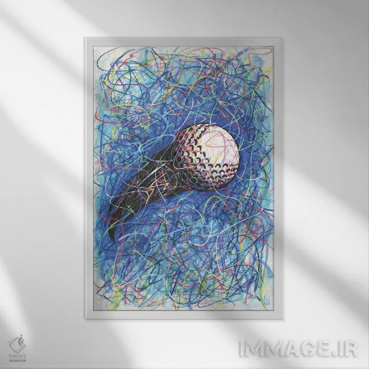 تابلو دکوراتیو توپ گلف اثر کیت سلام - نمای قابدار سفید