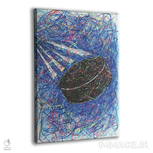 تابلو دکوراتیو ضربه اسلپ شات هاکی اثر کیت سلام - نمای پرسپکتیو محصول