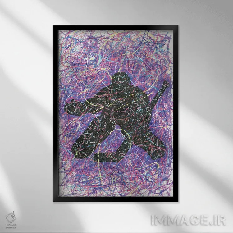 تابلو دکوراتیو دروازه بان هاکی اثر کیت سلام - نمای قابدار مشکی