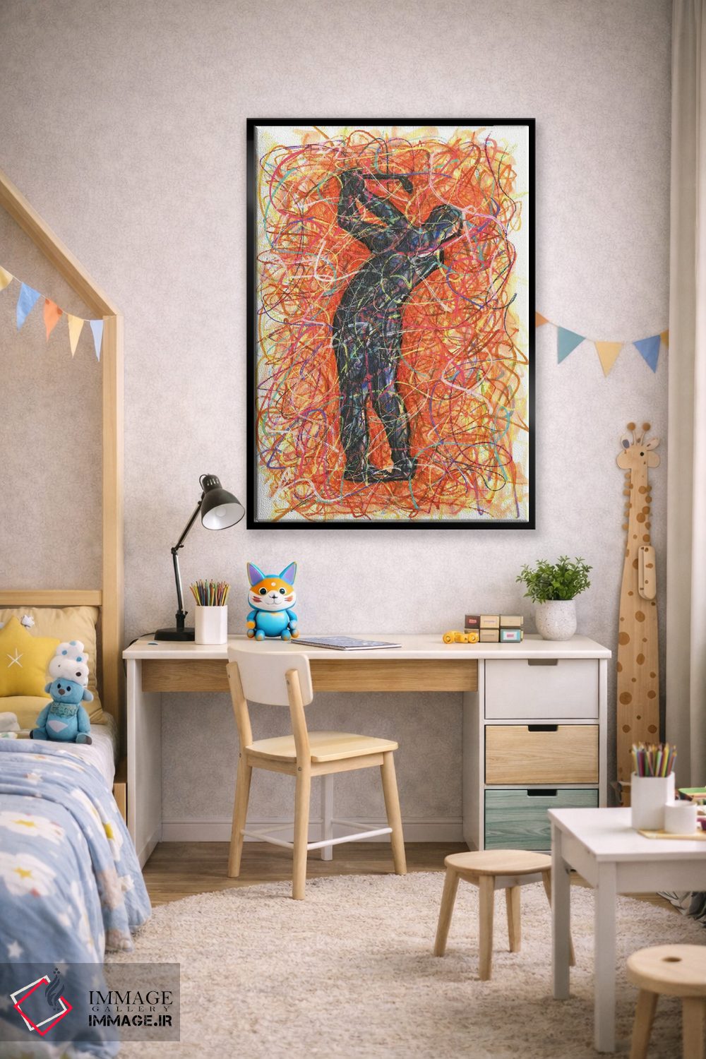 تابلو دکوراتیو چرخاندن چوب گلف اثر کیت سلام - D2B