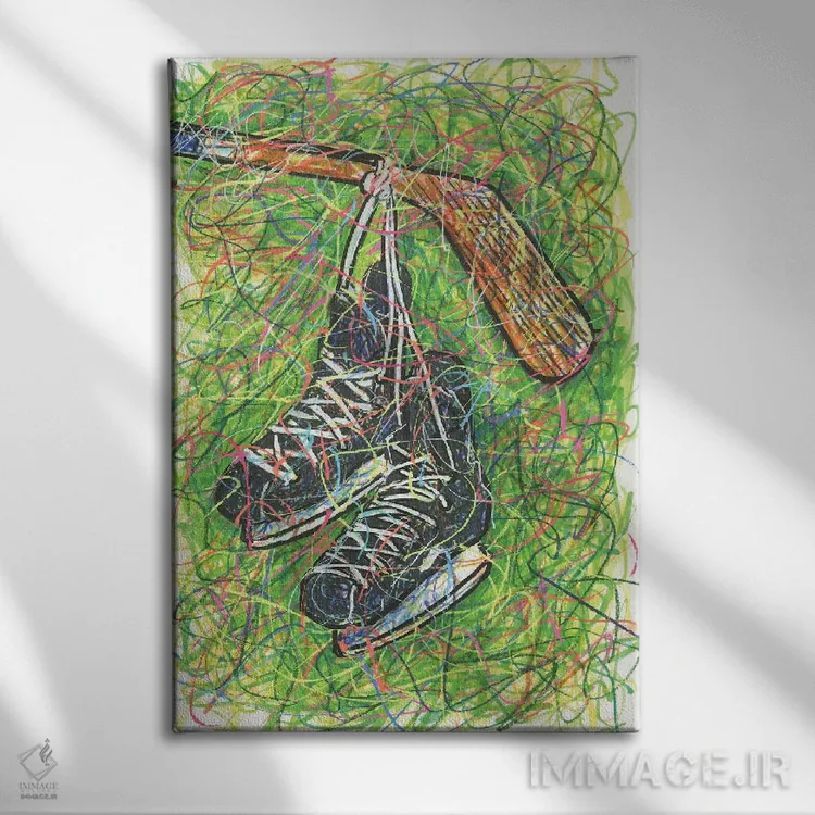 تابلو دکوراتیو اسکیت هاکی اثر کیت سلام - نمای روبهرو روی دیوار