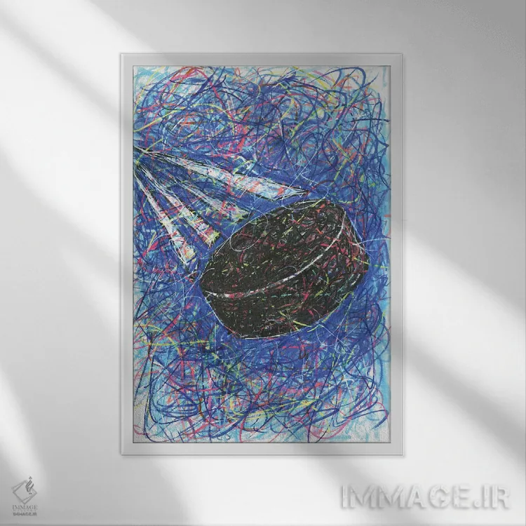 تابلو دکوراتیو ضربه اسلپ شات هاکی اثر کیت سلام - نمای قابدار سفید