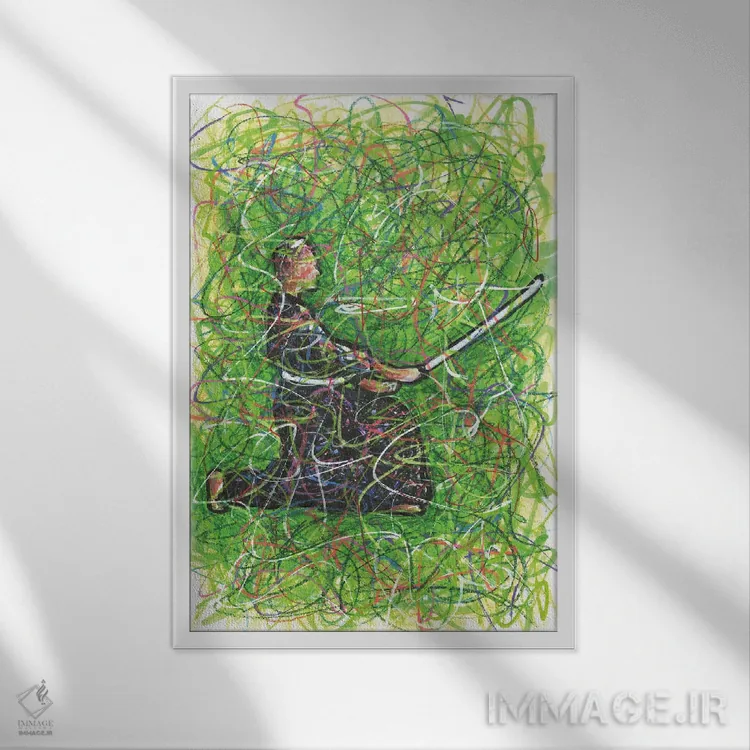 تابلو دکوراتیو سامورایی کاراته اثر کیت سلام - نمای قابدار سفید