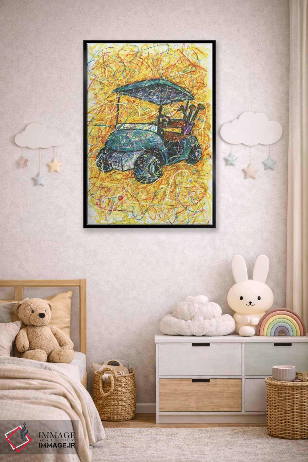 تابلو دکوراتیو ماشین گلف اثر کیت سلام - D6B