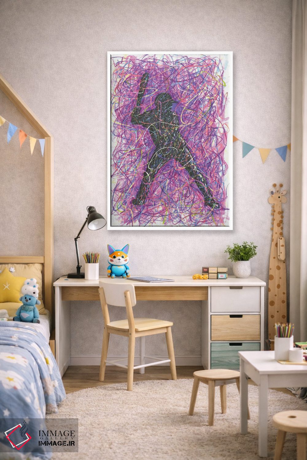 تابلو دکوراتیو بازیکن بیسبال در پایگاه ضربه اثر کیت سلام - D1W