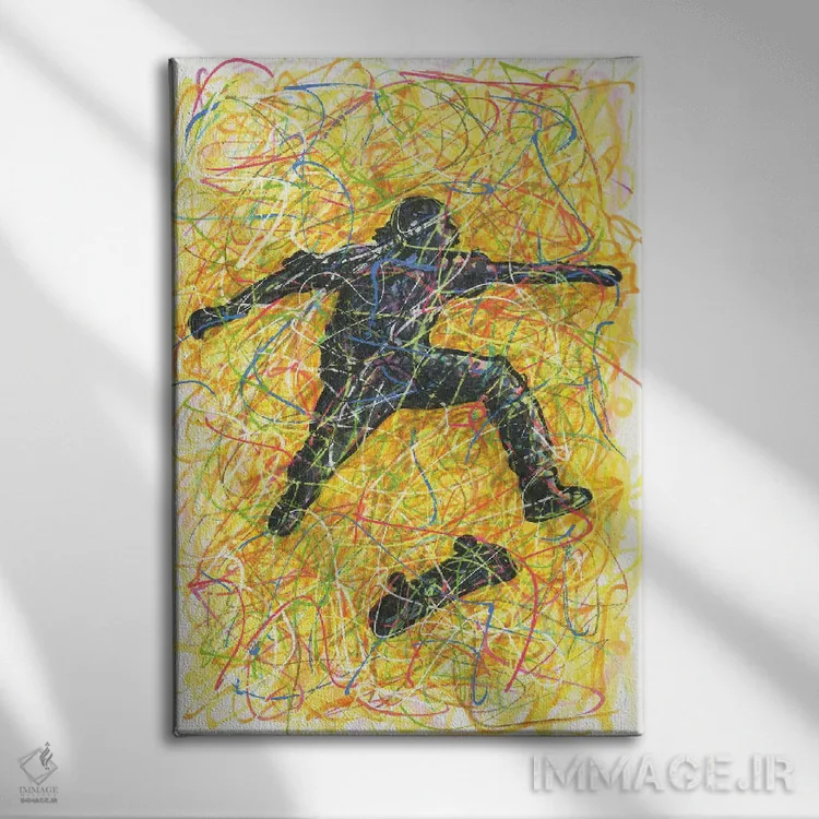 تابلو دکوراتیو حرکت نمایشی اسکیت برد اثر کیت سلام - نمای روبهرو روی دیوار