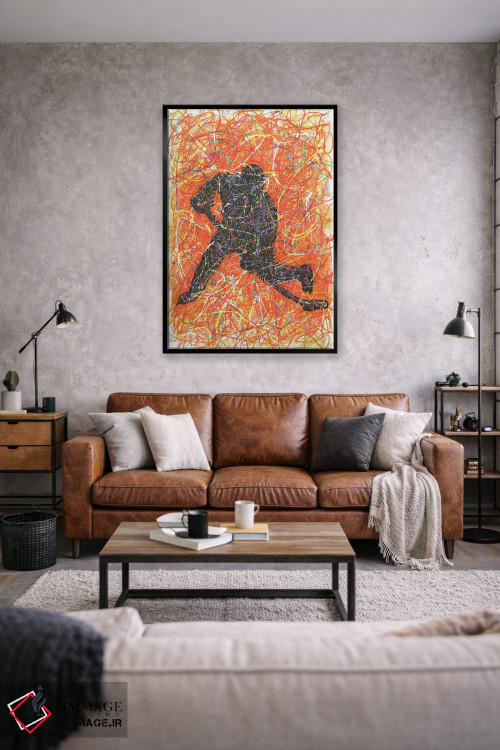 تابلو دکوراتیو بازیکن هاکی با ضربه اسلپ شات اثر کیت سلام - D2B