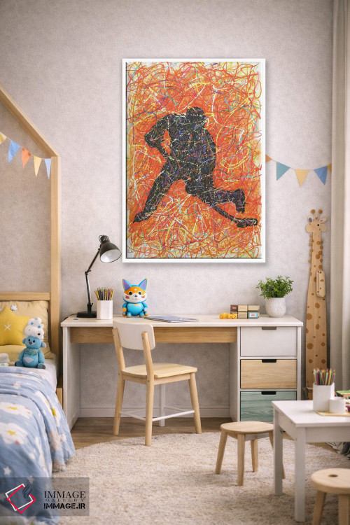 تابلو دکوراتیو بازیکن هاکی با ضربه اسلپ شات اثر کیت سلام - D1W