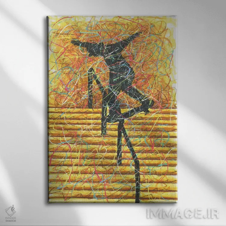 تابلو دکوراتیو اسکیت برد روی نرده اثر کیت سلام - نمای روبهرو روی دیوار