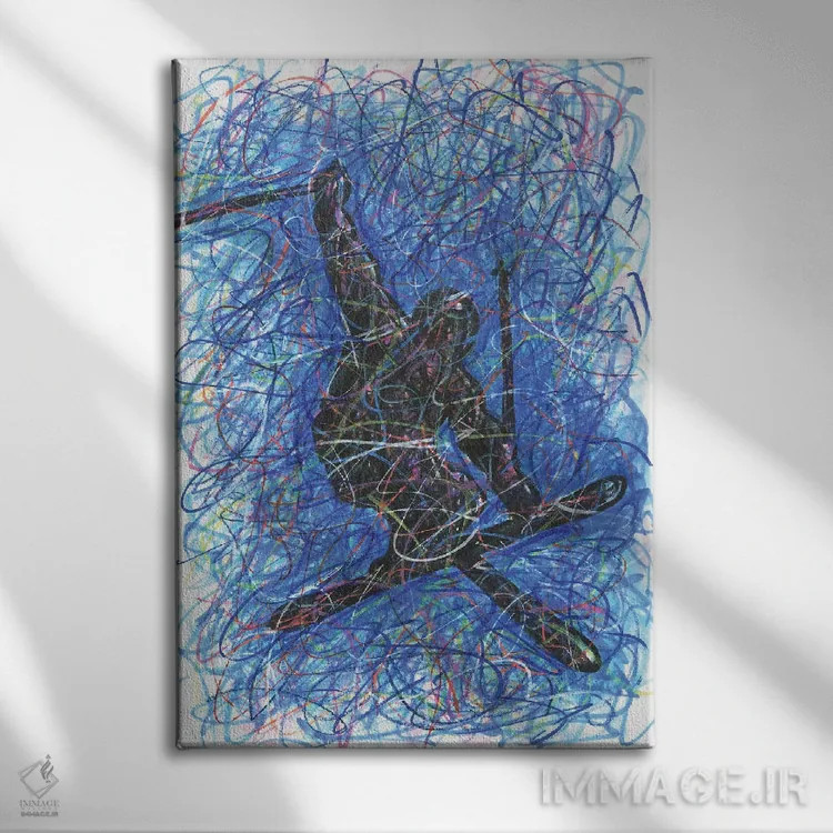 تابلو دکوراتیو حرکت نمایشی اسکی اثر کیت سلام - نمای روبهرو روی دیوار