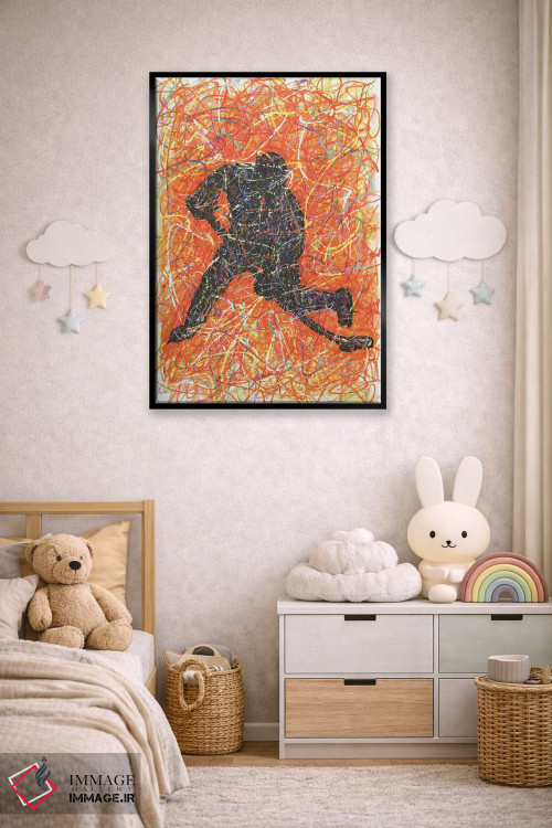 تابلو دکوراتیو بازیکن هاکی با ضربه اسلپ شات اثر کیت سلام - D6B