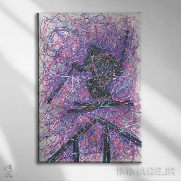 تابلو دکوراتیو اسکی روی نرده اثر کیت سلام - نمای روبهرو روی دیوار