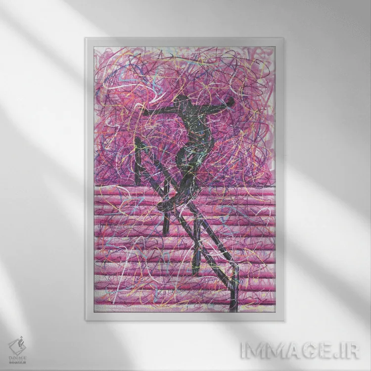 تابلو دکوراتیو اسکیت برد گرایند اثر کیت سلام - نمای قابدار سفید