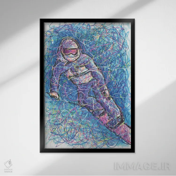 تابلو دکوراتیو کرو اسنوبورد اثر کیت سلام - نمای قابدار مشکی