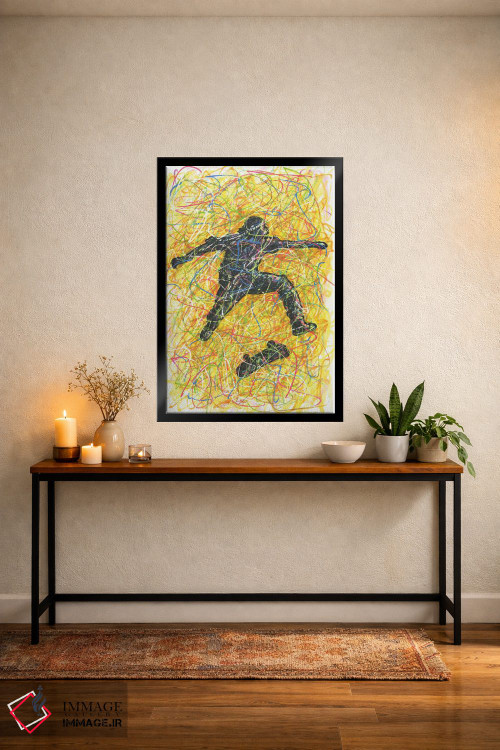 تابلو دکوراتیو حرکت نمایشی اسکیت برد اثر کیت سلام - D5B