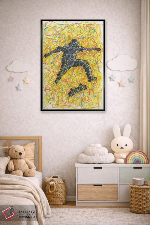 تابلو دکوراتیو حرکت نمایشی اسکیت برد اثر کیت سلام - D6B