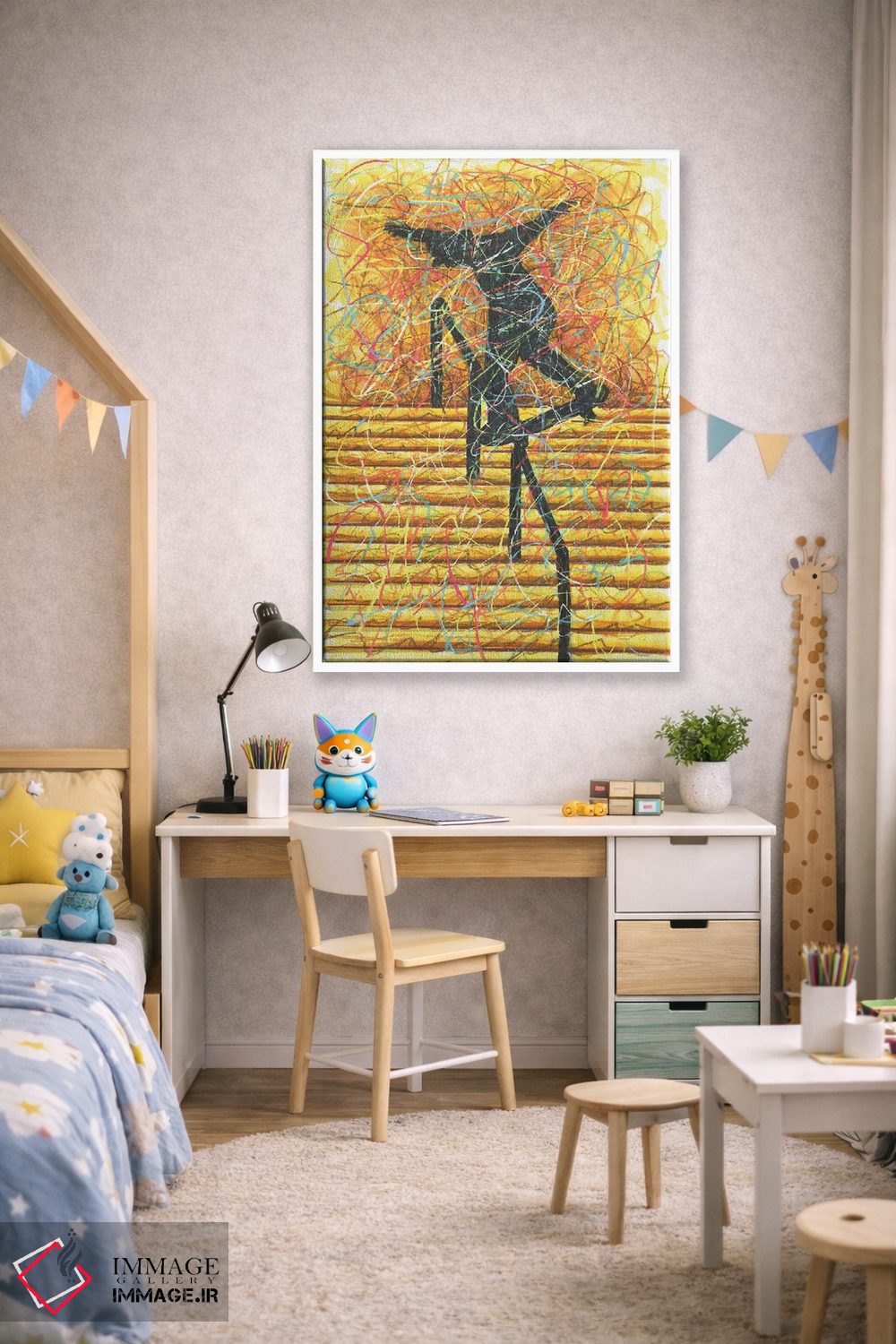 تابلو دکوراتیو اسکیت برد روی نرده اثر کیت سلام - D1W