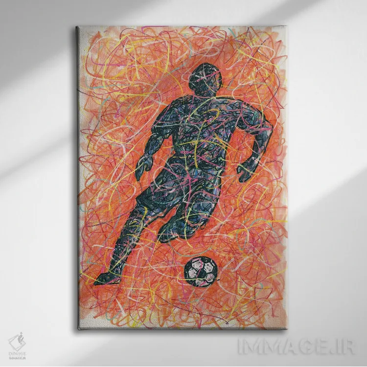 تابلو دکوراتیو بازیکن فوتبال مرد اثر کیت سلام - نمای روبهرو روی دیوار