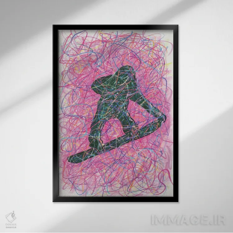 تابلو دکوراتیو حرکت نمایشی اسنوبورد اثر کیت سلام - نمای قابدار مشکی