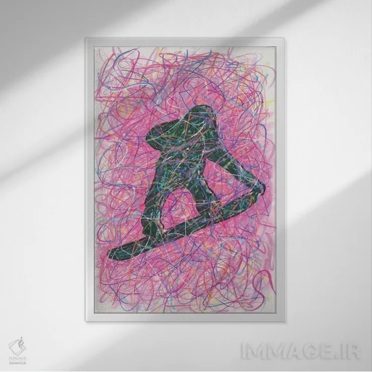 تابلو دکوراتیو حرکت نمایشی اسنوبورد اثر کیت سلام - نمای قابدار سفید