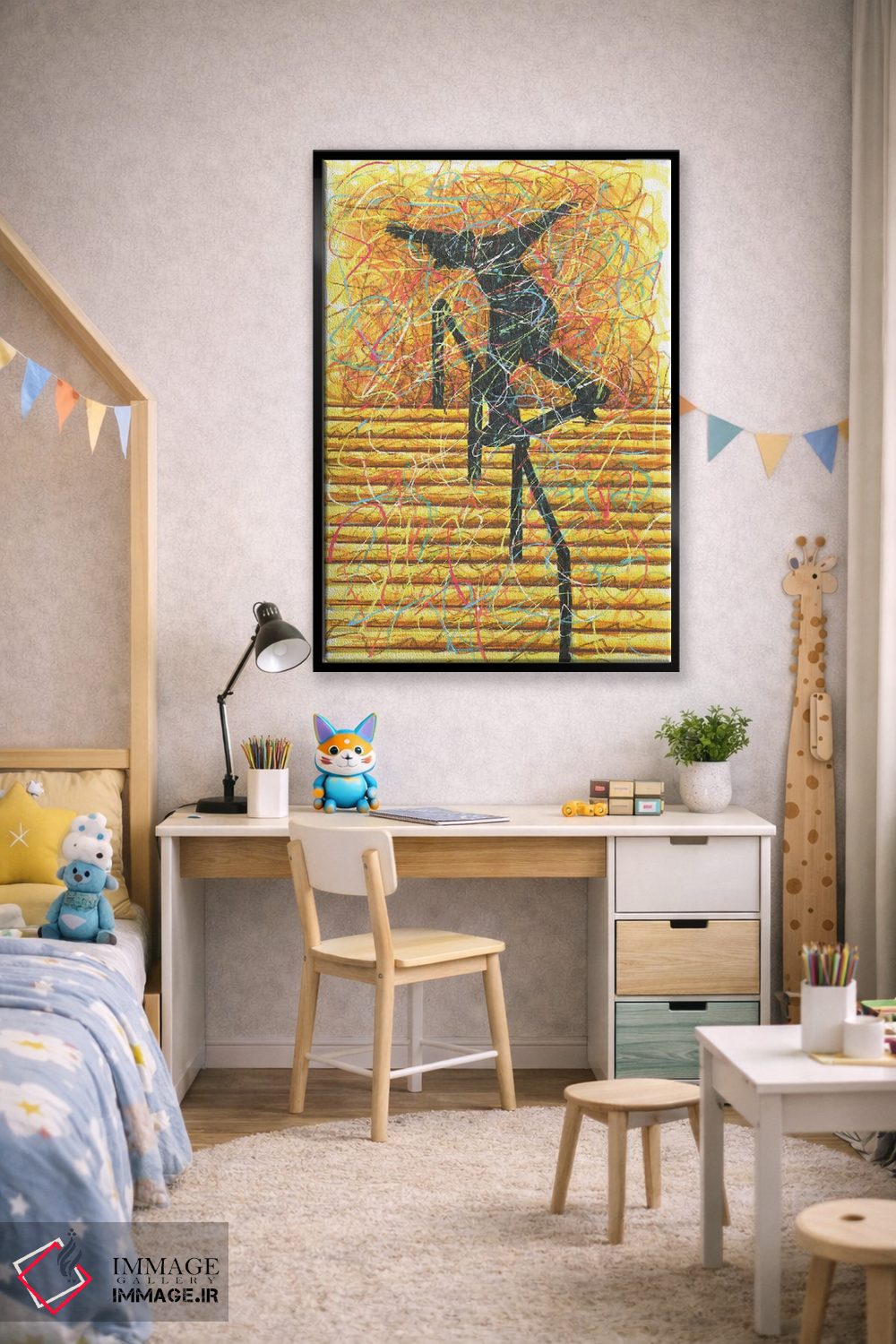 تابلو دکوراتیو اسکیت برد روی نرده اثر کیت سلام - D3B