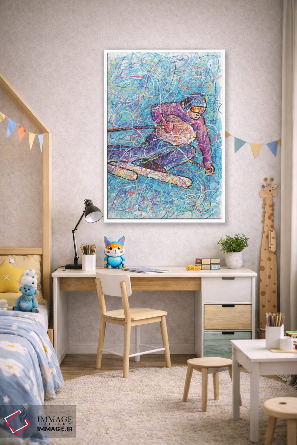 تابلو دکوراتیو اسکی سرازیری اثر کیت سلام - D1W