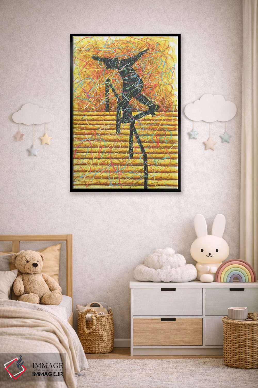 تابلو دکوراتیو اسکیت برد روی نرده اثر کیت سلام - D6B