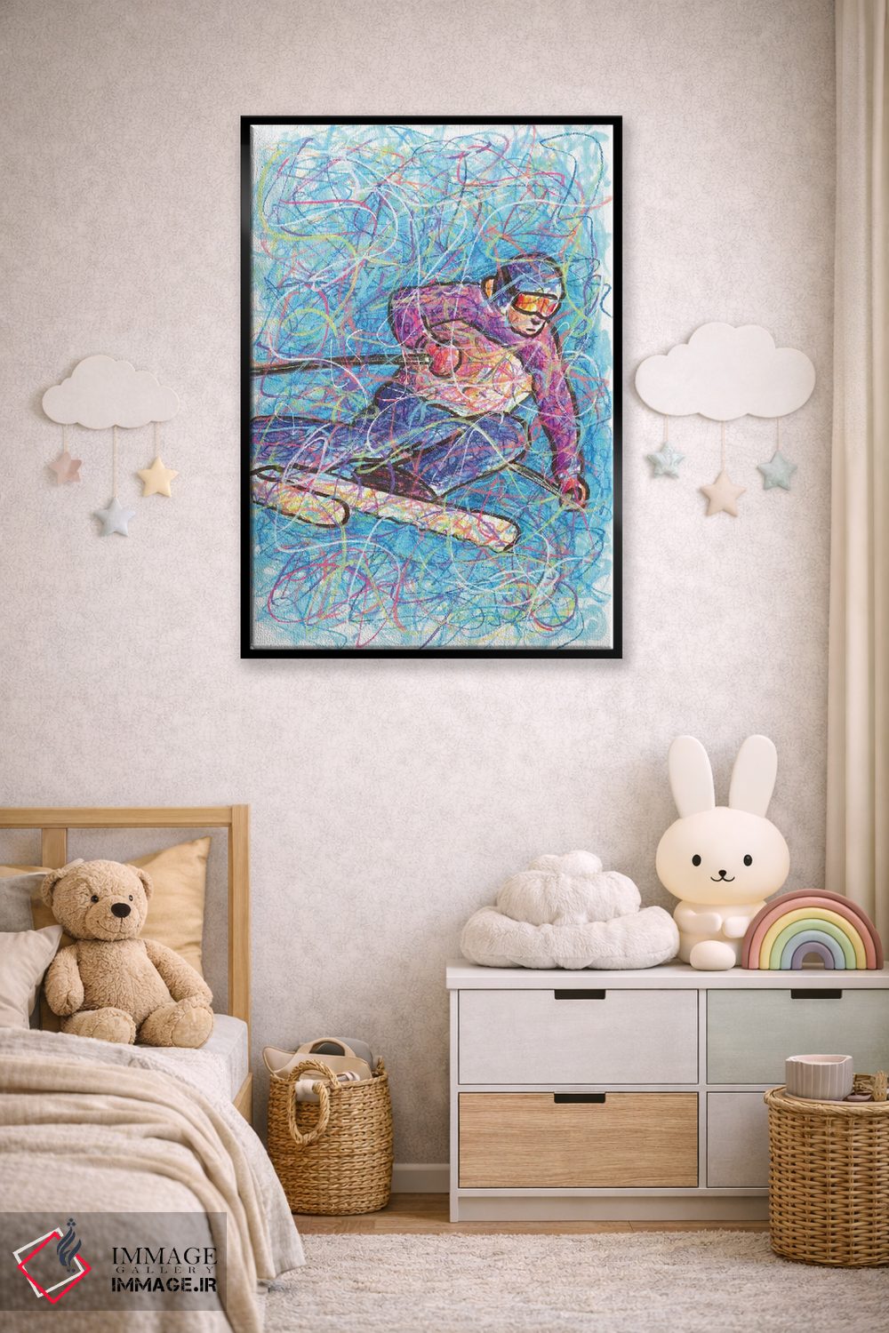 تابلو دکوراتیو اسکی سرازیری اثر کیت سلام - D5B