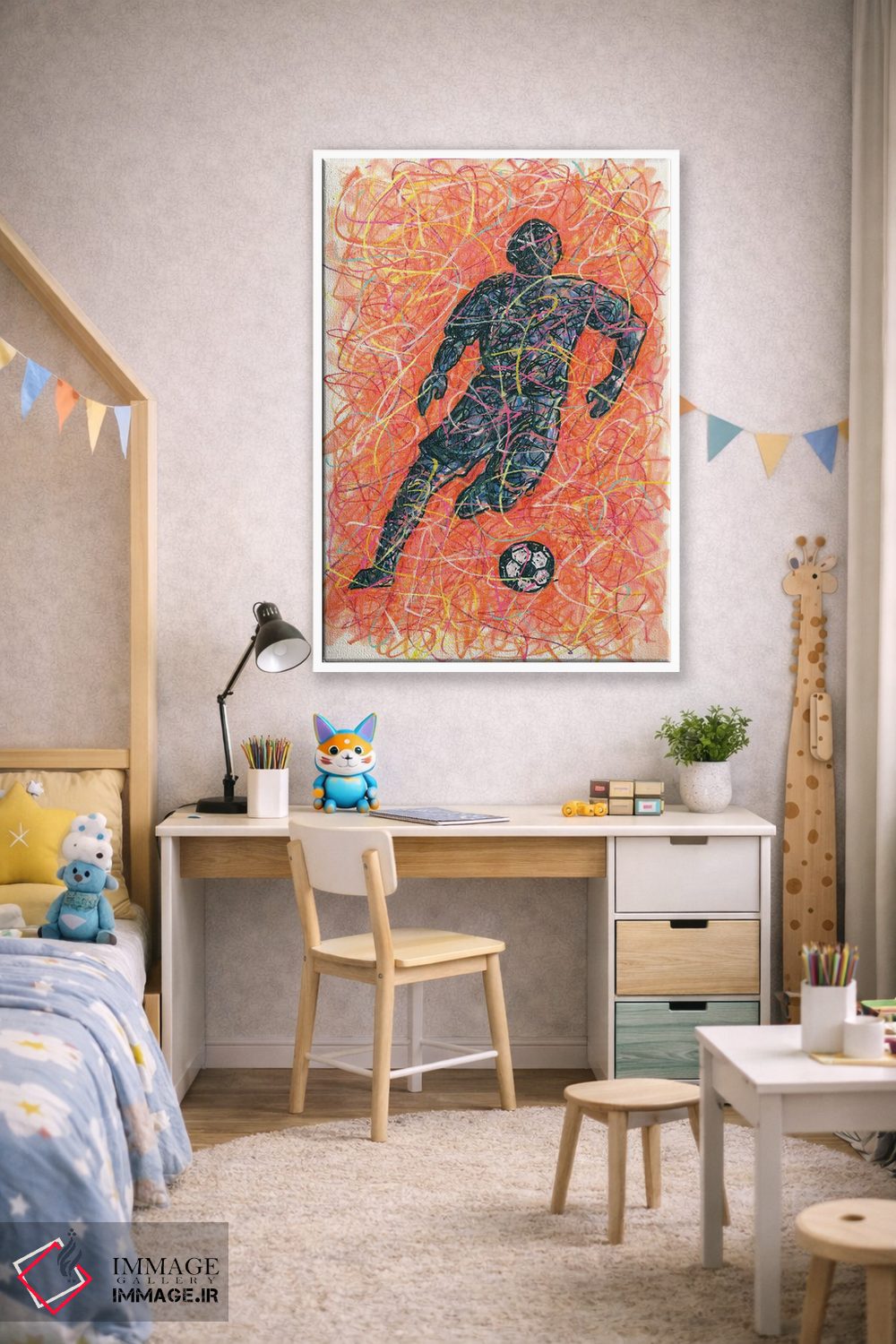 تابلو دکوراتیو بازیکن فوتبال مرد اثر کیت سلام - D1W