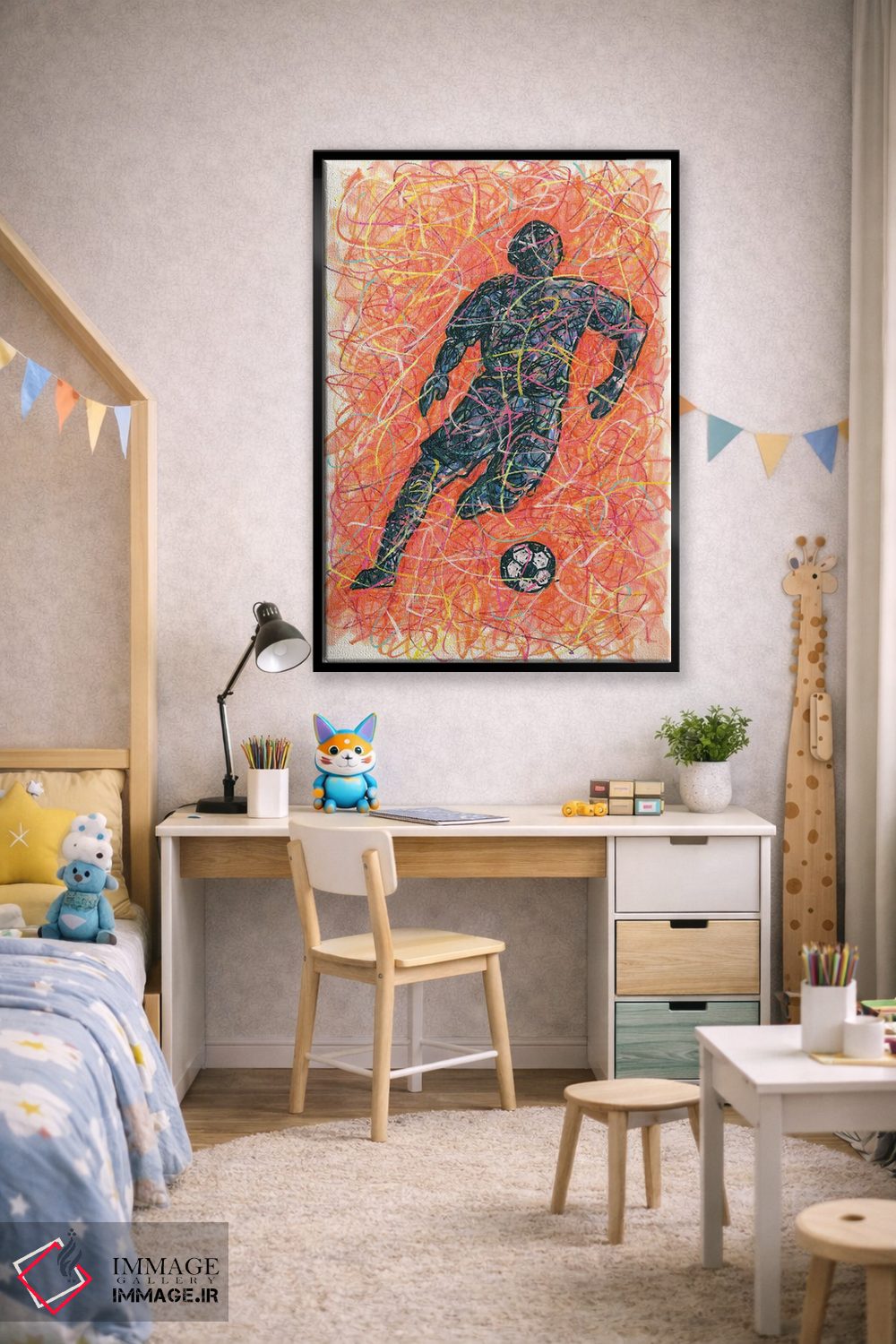 تابلو دکوراتیو بازیکن فوتبال مرد اثر کیت سلام - D2B