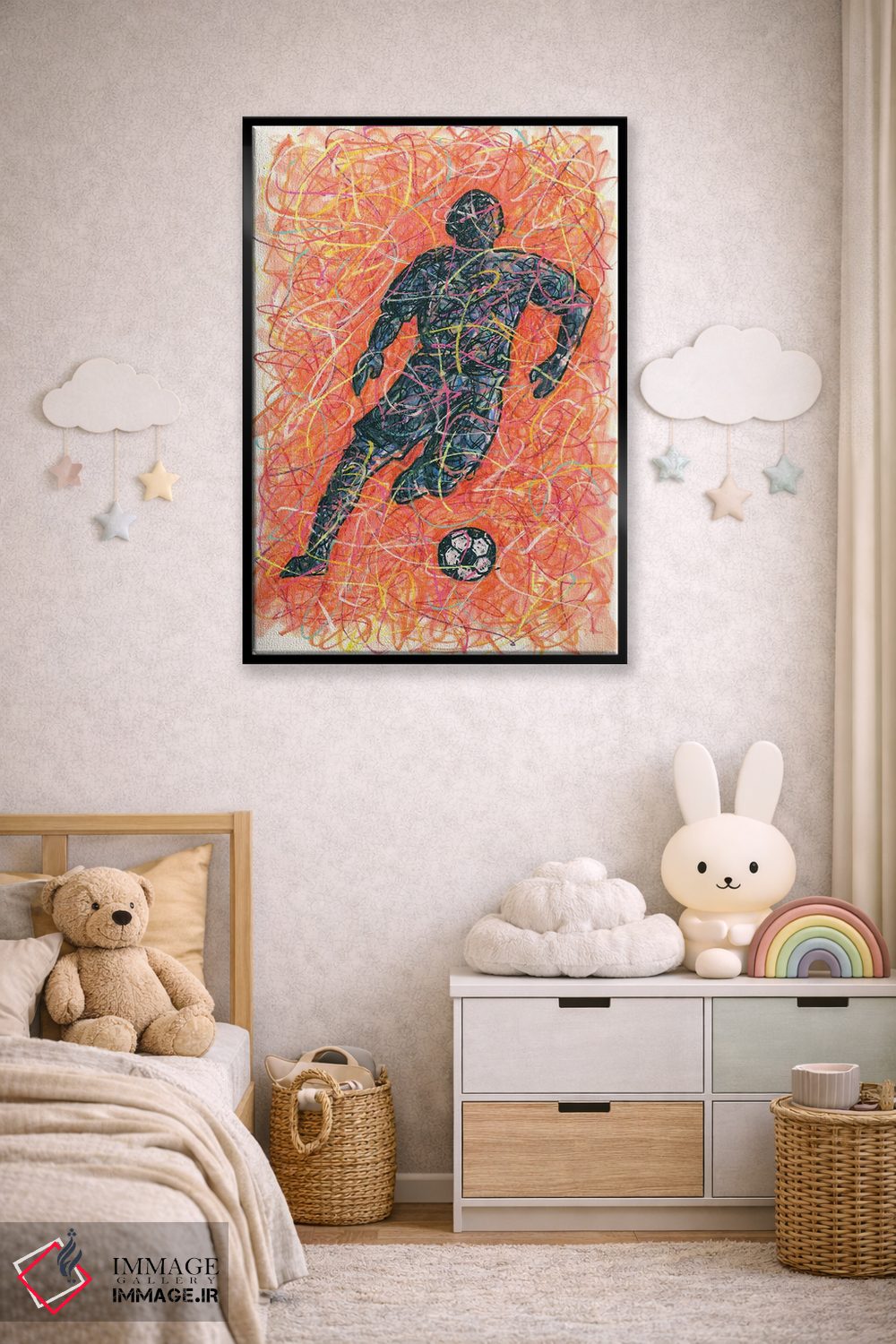 تابلو دکوراتیو بازیکن فوتبال مرد اثر کیت سلام - D6B