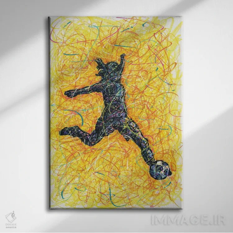 تابلو دکوراتیو گل فوتبال زنانه اثر کیت سلام - نمای روبهرو روی دیوار