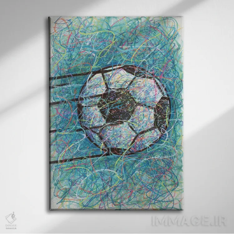 تابلو دکوراتیو شوت فوتبال اثر کیت سلام - نمای روبهرو روی دیوار