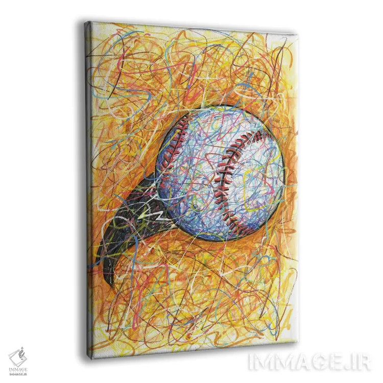 تابلو دکوراتیو ضربه بیسبال اثر کیت سلام - نمای پرسپکتیو محصول