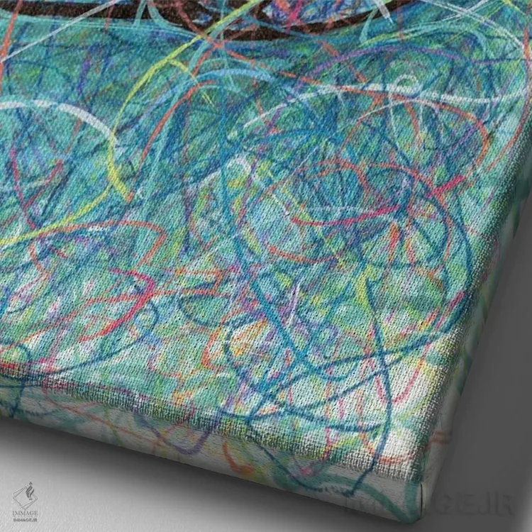 تابلو دکوراتیو شوت فوتبال اثر کیت سلام - نمای نزدیک بافت بوم