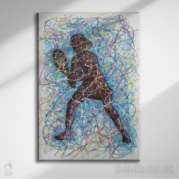 تابلو دکوراتیو بازیکن تنیس زن اثر کیت سلام - نمای روبهرو روی دیوار