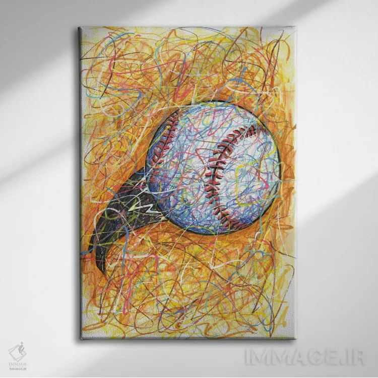 تابلو دکوراتیو ضربه بیسبال اثر کیت سلام - نمای روبهرو روی دیوار